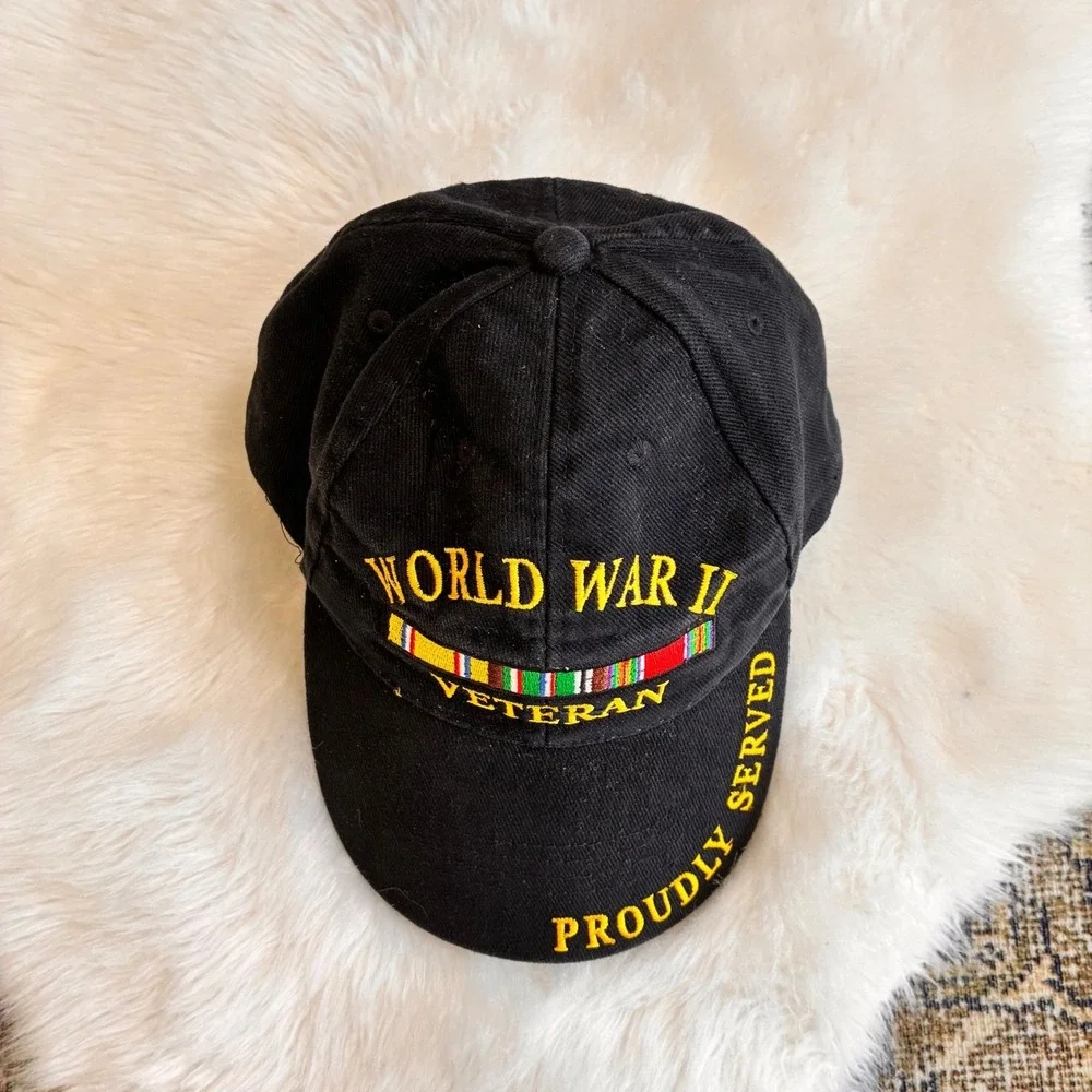 Eagle Emblems World War II Veteran Hat Black‎ Cotton Embroidered Proudly Served - Picture 5 of 5